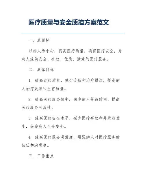 医疗质量与安全质控方案范文