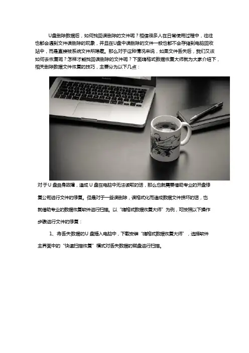 U盘文件损坏怎么修复？数据恢复的小技巧