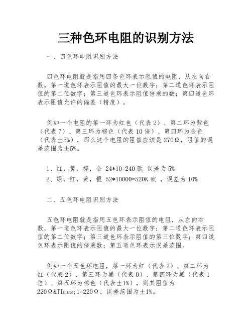 三种色环电阻的识别方法