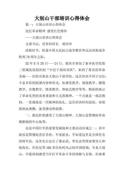大别山干部培训心得体会