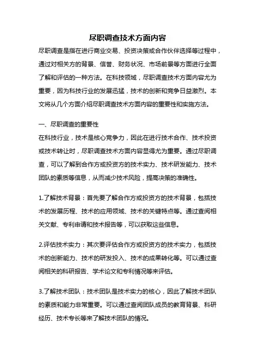 尽职调查技术方面内容