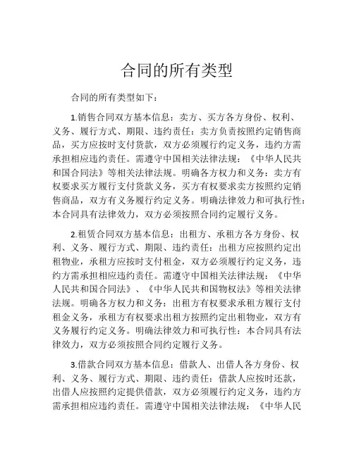 合同的所有类型