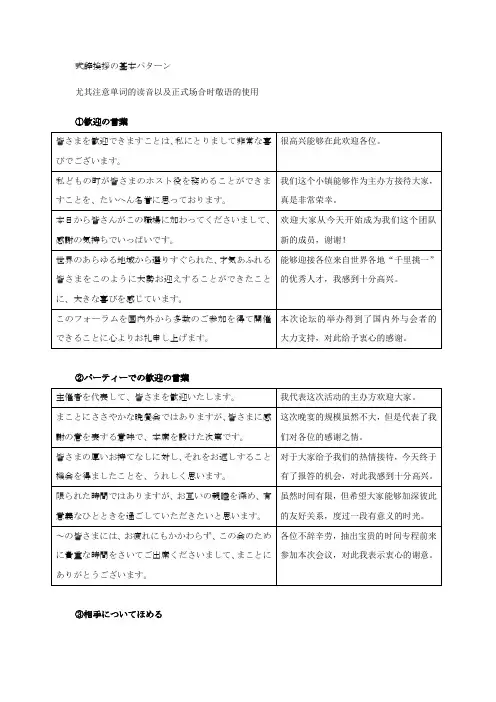 20140313式辞挨拶(和文中訳、教师用)