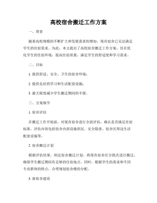 高校宿舍搬迁工作方案