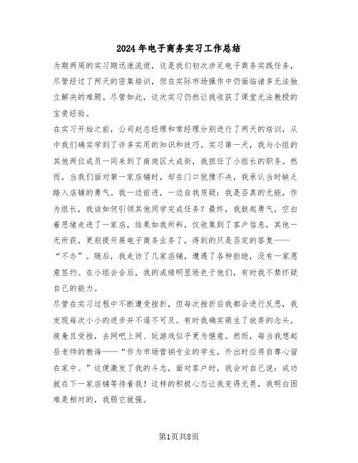 2024年电子商务实习工作总结（五篇）