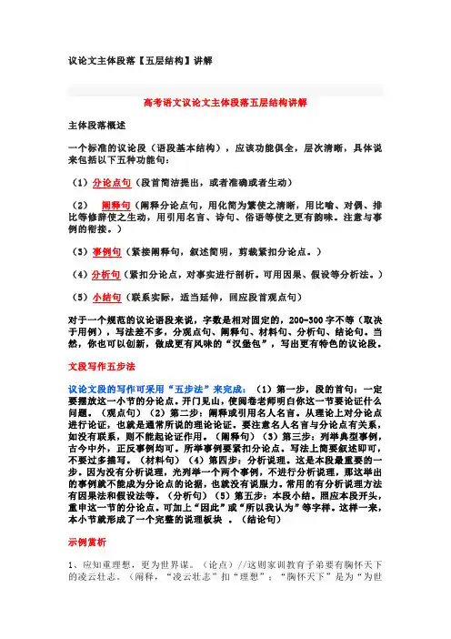 81议论文主体段落【五层结构】讲解