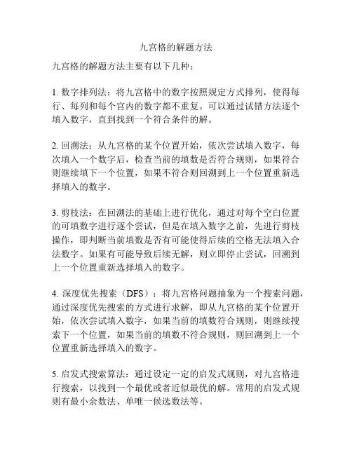 九宫格的解题方法