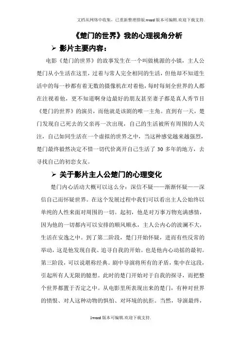 楚门的世界我的分析视角