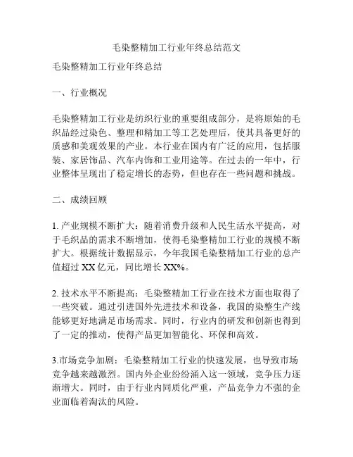 毛染整精加工行业年终总结范文