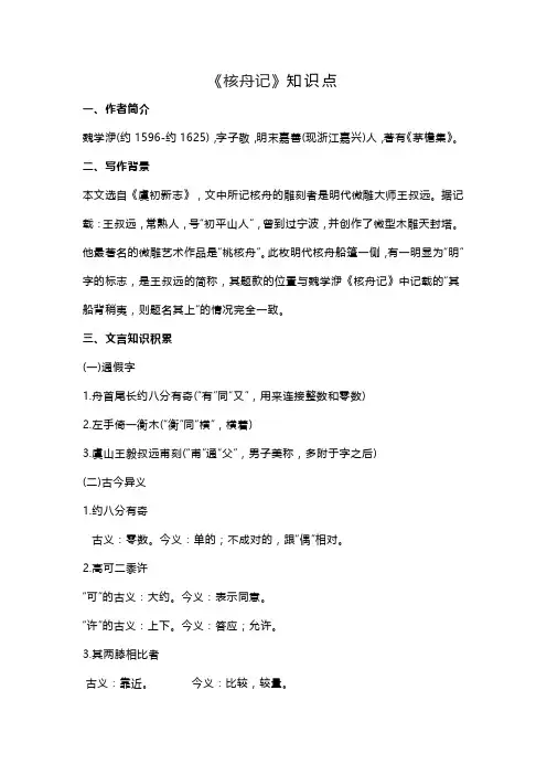 《核舟记》知识点