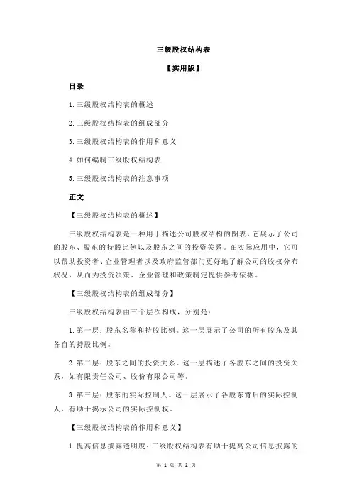 三级股权结构表