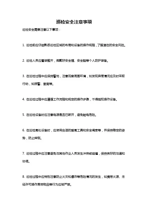 巡检安全注意事项