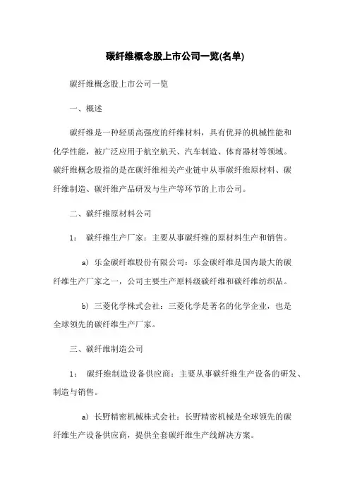 碳纤维概念股上市公司一览(名单)