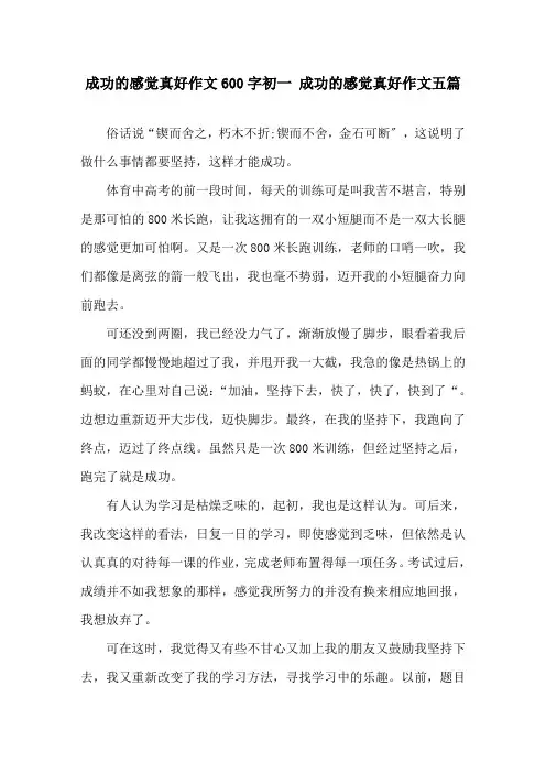 成功的感觉真好作文600字初一 成功的感觉真好作文五篇精选