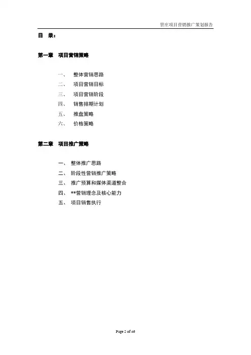管庄项目营销推广策划报告