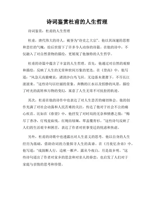 诗词鉴赏杜甫的人生哲理