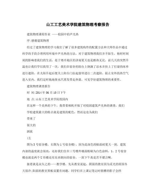 山工工艺美术学院建筑物理考察报告