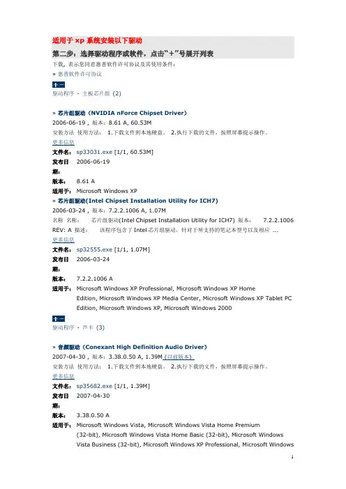 hp适用于xp系统安装以下驱动