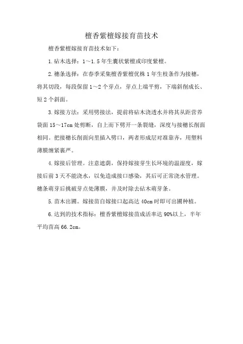 檀香紫檀嫁接育苗技术