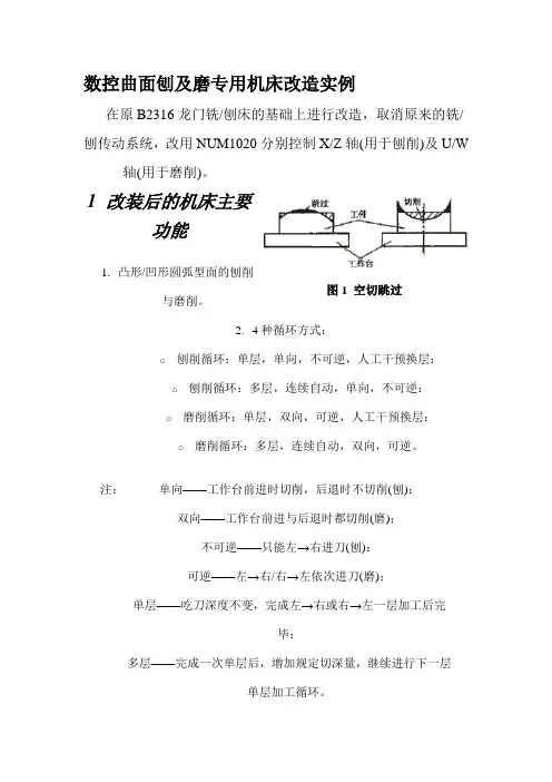 数控曲面刨及磨专用机床改造实例