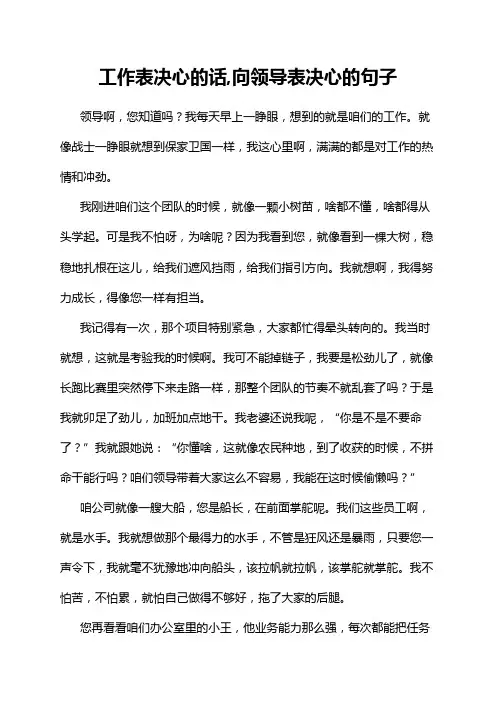 工作表决心的话,向领导表决心的句子