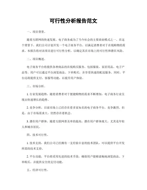 可行性分析报告范文