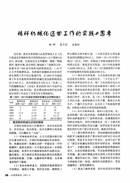 秸秆机械化还田工作的实践与思考