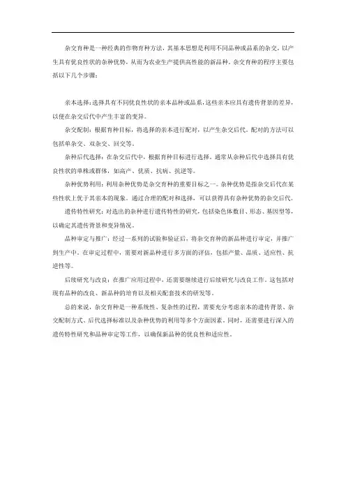 简述杂交育种的程序
