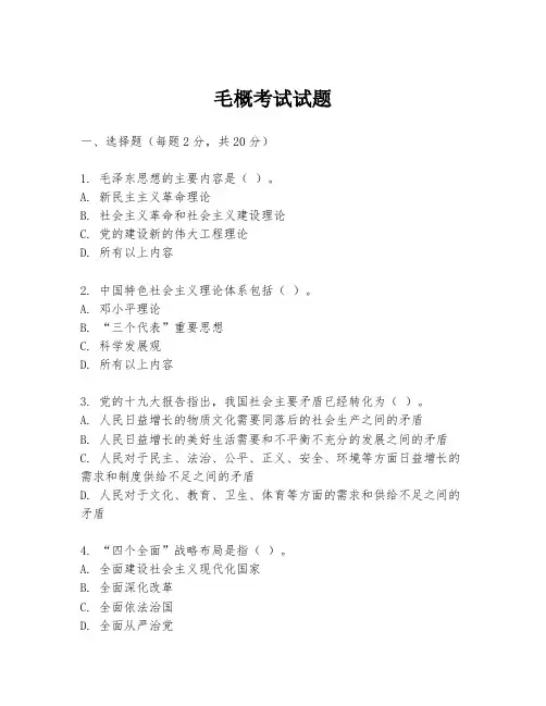 毛概考试试题