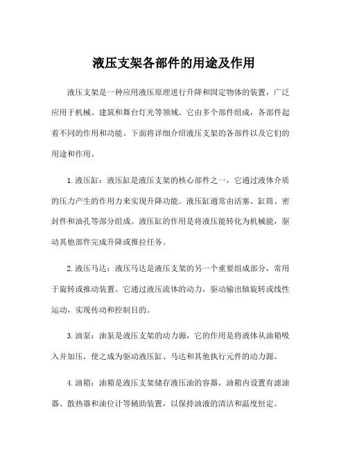 液压支架各部件的用途及作用