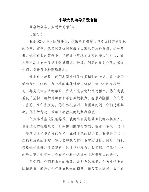 小学大队辅导员发言稿