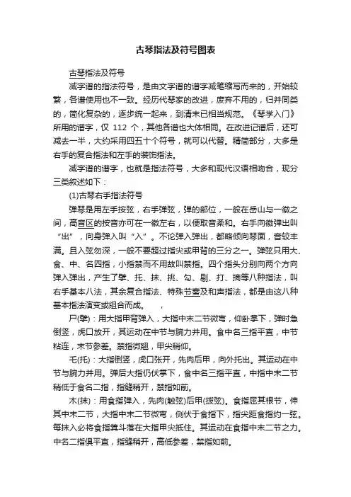 古琴指法及符号图表