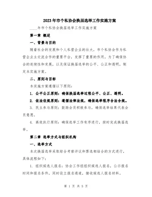 2023年市个私协会换届选举工作实施方案