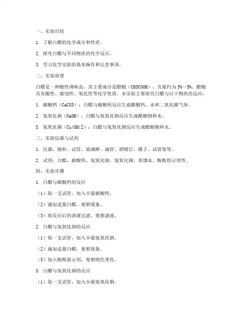 化学白醋实验报告