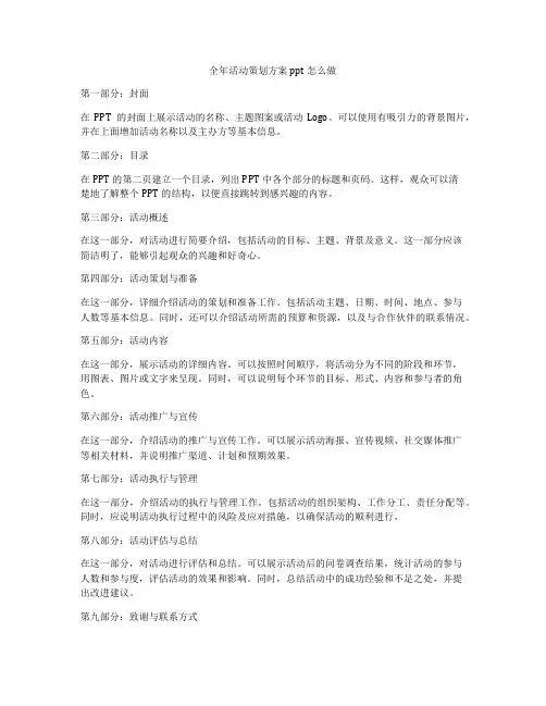全年活动策划方案ppt怎么做