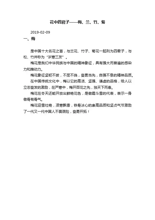 花中四君子——梅、兰、竹、菊