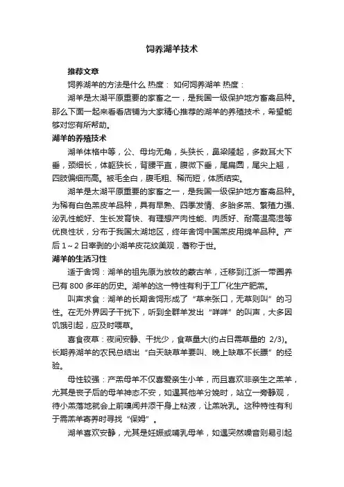 饲养湖羊技术