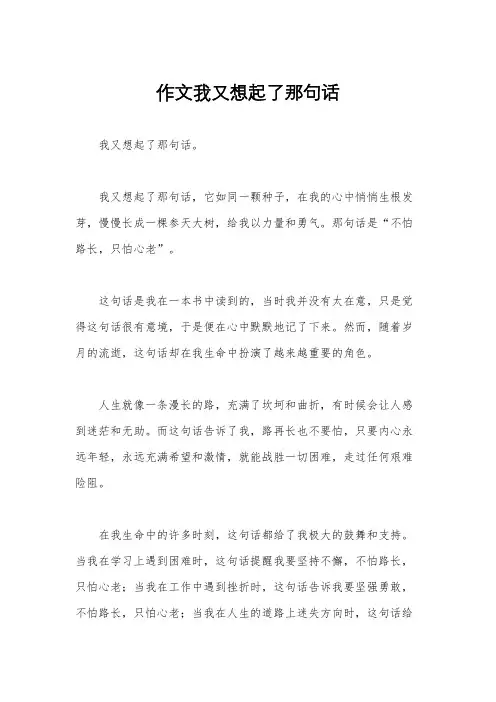 作文我又想起了那句话