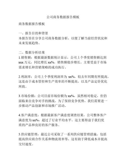 公司商务数据报告模板