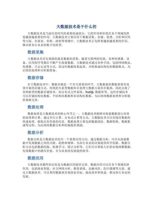 大数据技术是干什么的