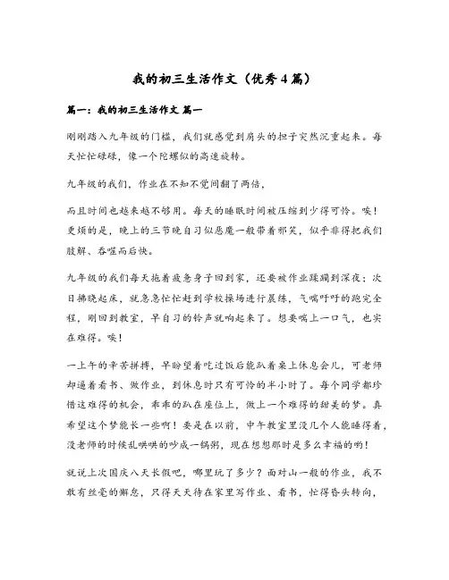 我的初三生活作文(优秀4篇)