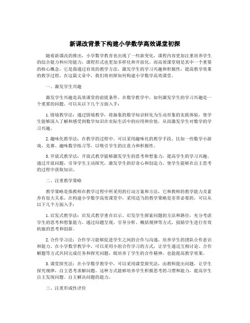 新课改背景下构建小学数学高效课堂初探