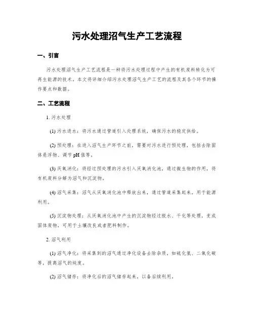 污水处理沼气生产工艺流程