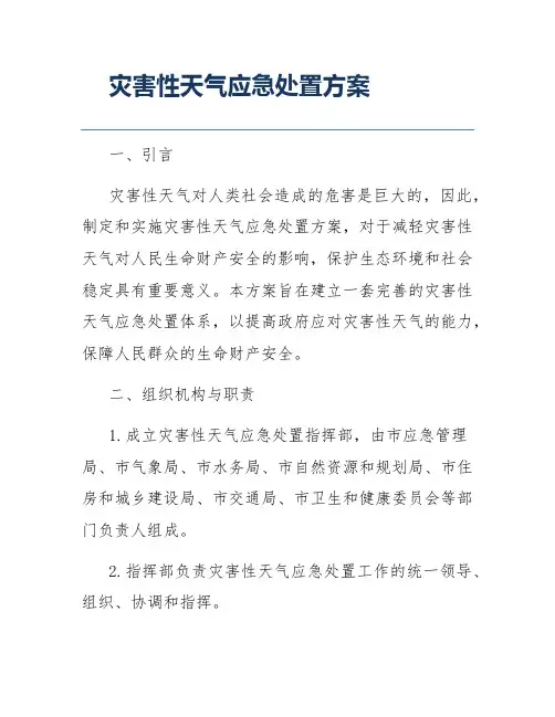 灾害性天气应急处置方案