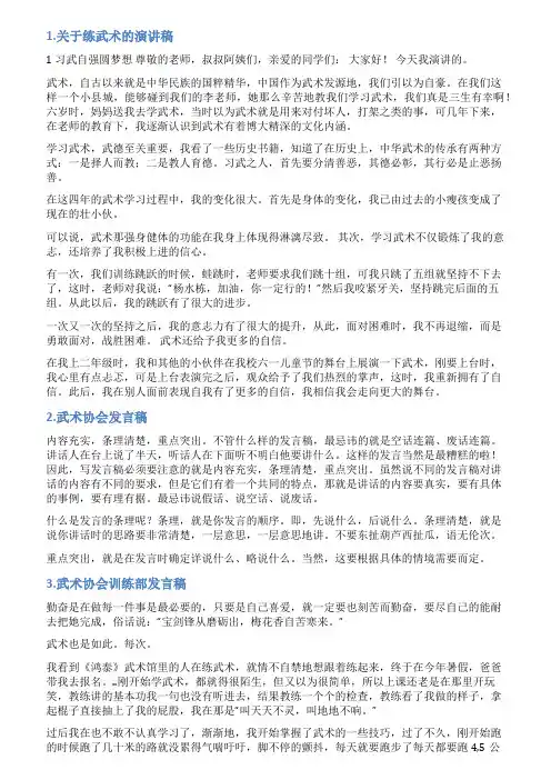 关于武术的演讲稿