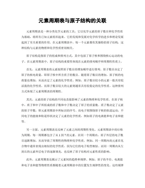 元素周期表与原子结构的关联