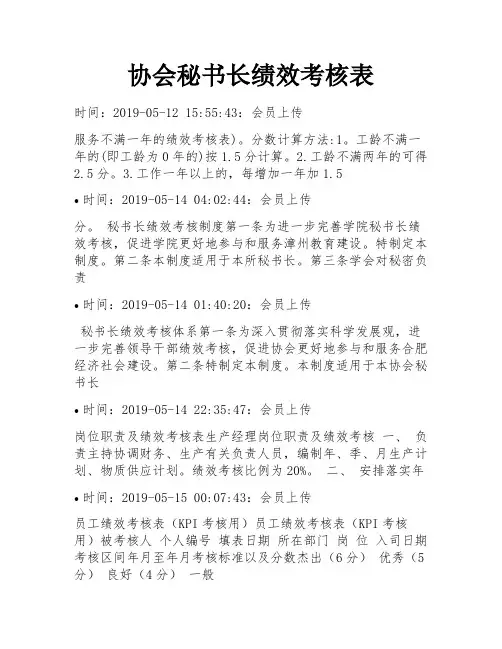 协会秘书长绩效考核表