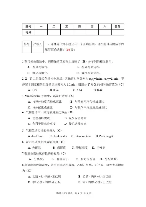 06-07-2仪器分析试卷02-A