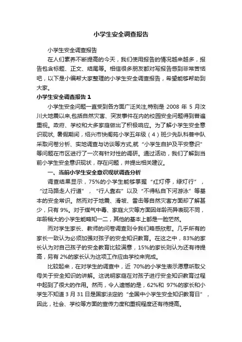 小学生安全调查报告