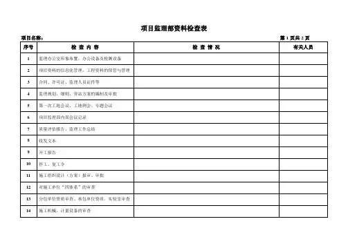 监理资料检查表